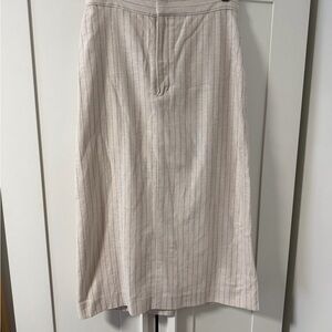 Banana Republic Cream Striped Midi Skirt